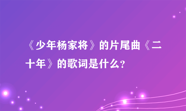 《少年杨家将》的片尾曲《二十年》的歌词是什么？