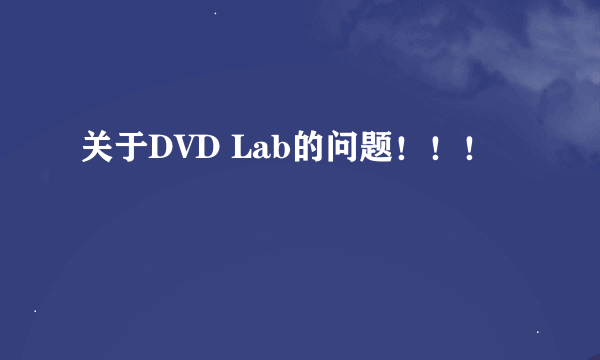 关于DVD Lab的问题！！！