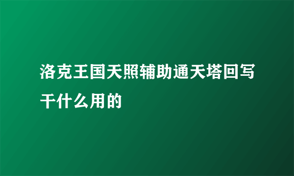 洛克王国天照辅助通天塔回写干什么用的