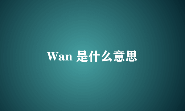 Wan 是什么意思