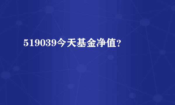 519039今天基金净值？