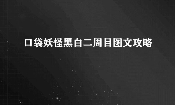 口袋妖怪黑白二周目图文攻略