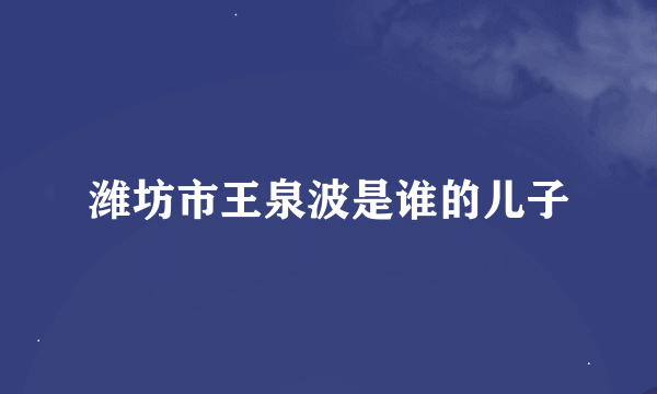 潍坊市王泉波是谁的儿子