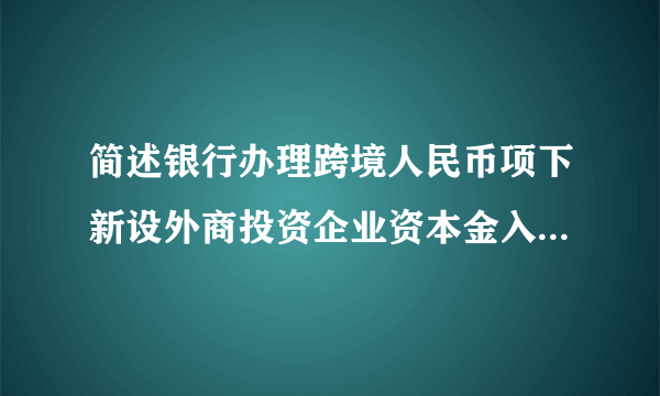 简述银行办理跨境人民币项下新设外商投资企业资本金入账业务,需要履行哪些程？