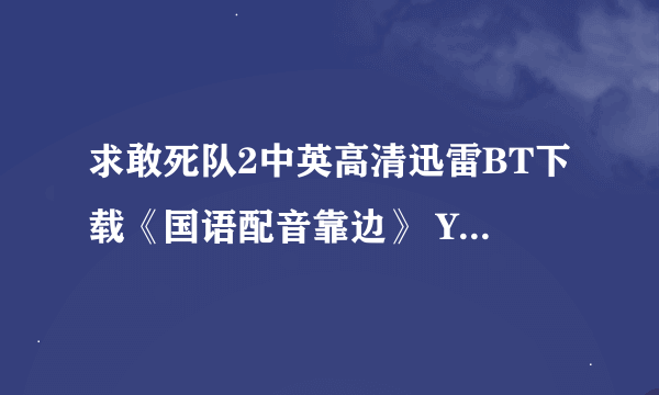 求敢死队2中英高清迅雷BT下载《国语配音靠边》 YASONC@163.COM