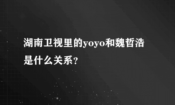 湖南卫视里的yoyo和魏哲浩是什么关系？