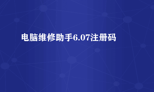 电脑维修助手6.07注册码