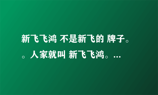 新飞飞鸿 不是新飞的 牌子。。人家就叫 新飞飞鸿。。。买家电的 可注意了。