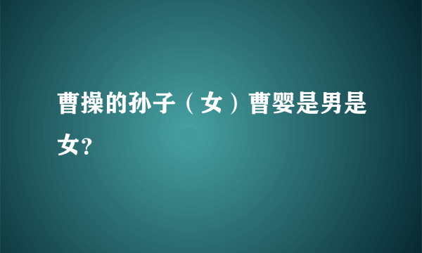 曹操的孙子（女）曹婴是男是女？