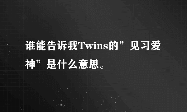 谁能告诉我Twins的”见习爱神”是什么意思。