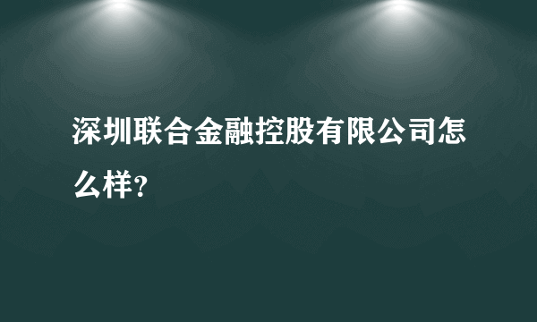 深圳联合金融控股有限公司怎么样？