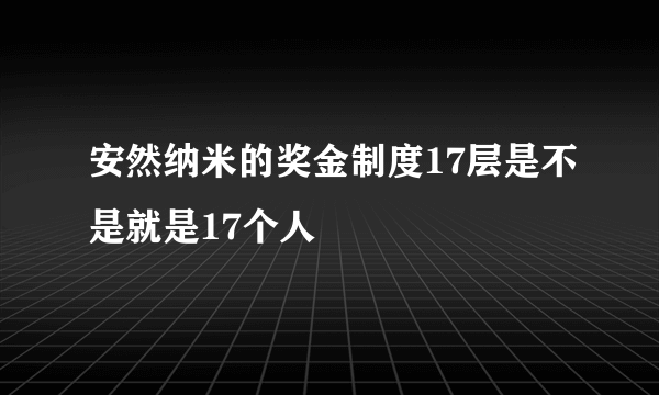 安然纳米的奖金制度17层是不是就是17个人