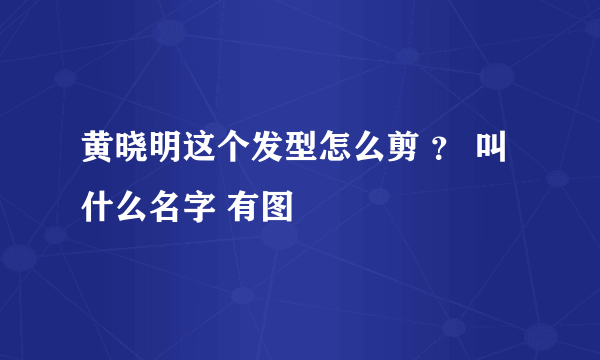 黄晓明这个发型怎么剪 ？ 叫什么名字 有图