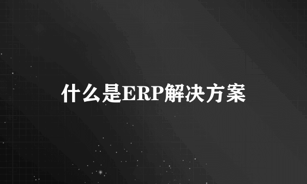 什么是ERP解决方案