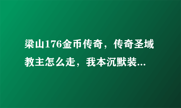 梁山176金币传奇，传奇圣域教主怎么走，我本沉默装备隐藏属性