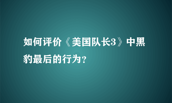 如何评价《美国队长3》中黑豹最后的行为？