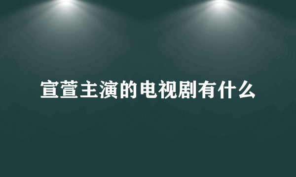 宣萱主演的电视剧有什么