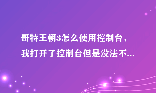 哥特王朝3怎么使用控制台，我打开了控制台但是没法不知道怎么输入秘籍，高手指点下。我的是1.7版