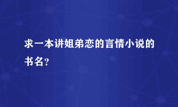 求一本讲姐弟恋的言情小说的书名？