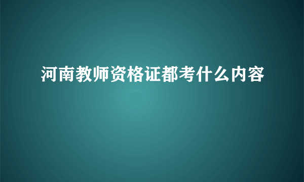 河南教师资格证都考什么内容