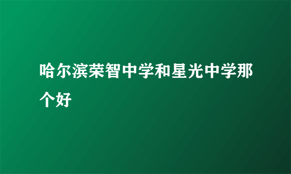 哈尔滨荣智中学和星光中学那个好