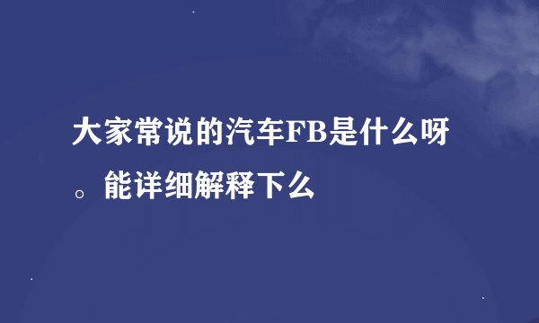 大家常说的汽车FB是什么呀。能详细解释下么