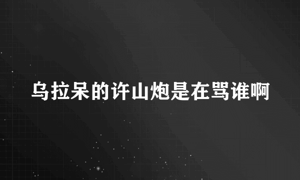 乌拉呆的许山炮是在骂谁啊