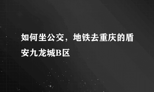 如何坐公交，地铁去重庆的盾安九龙城B区