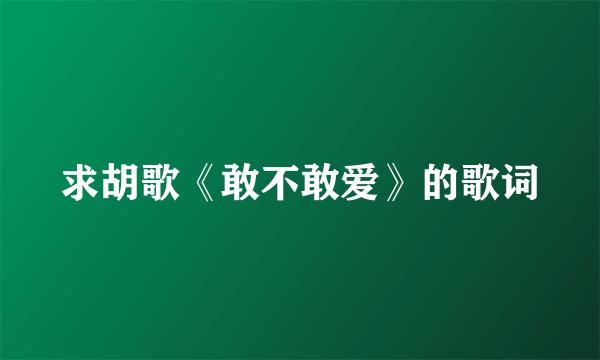 求胡歌《敢不敢爱》的歌词