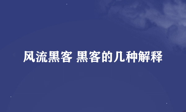 风流黑客 黑客的几种解释