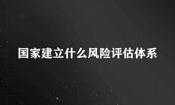 国家建立什么风险评估体系