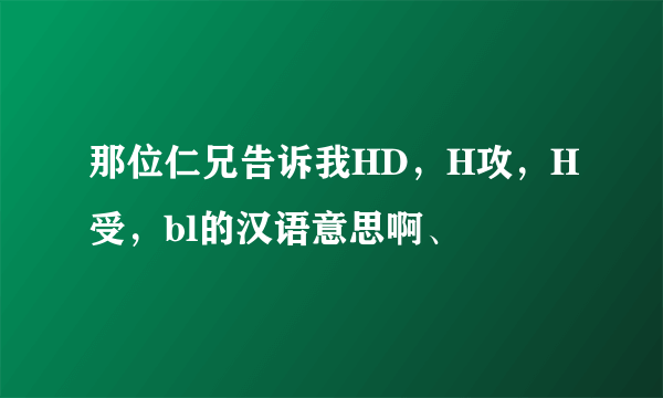 那位仁兄告诉我HD，H攻，H受，bl的汉语意思啊、