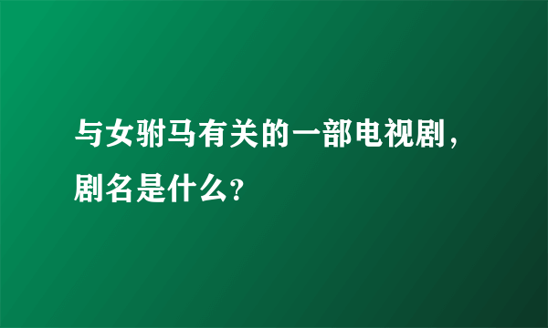 与女驸马有关的一部电视剧，剧名是什么？