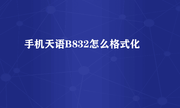 手机天语B832怎么格式化