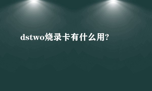 dstwo烧录卡有什么用?