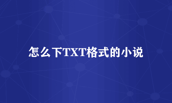 怎么下TXT格式的小说