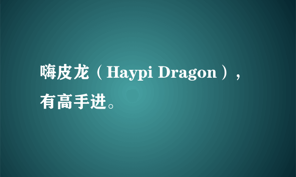 嗨皮龙（Haypi Dragon），有高手进。