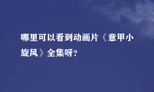 哪里可以看到动画片《意甲小旋风》全集呀？