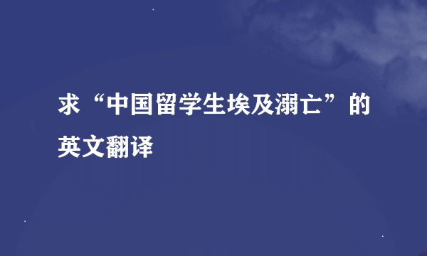 求“中国留学生埃及溺亡”的英文翻译