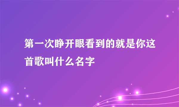 第一次睁开眼看到的就是你这首歌叫什么名字