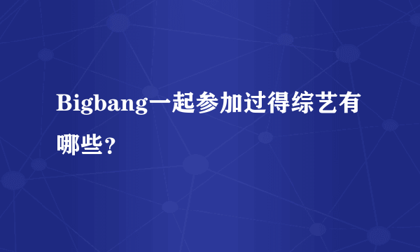 Bigbang一起参加过得综艺有哪些？