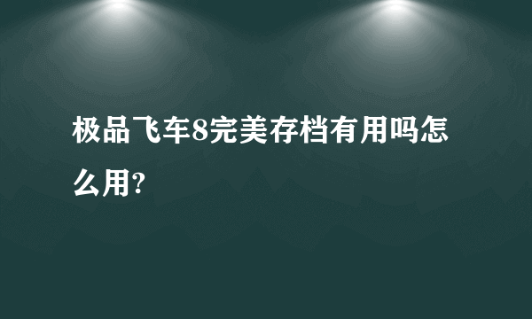 极品飞车8完美存档有用吗怎么用?