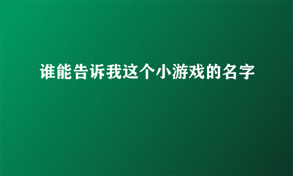 谁能告诉我这个小游戏的名字