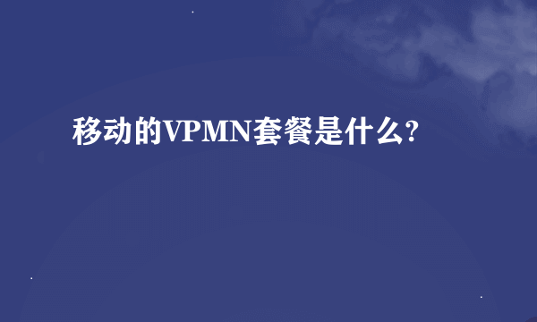 移动的VPMN套餐是什么?