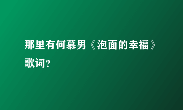 那里有何慕男《泡面的幸福》歌词？