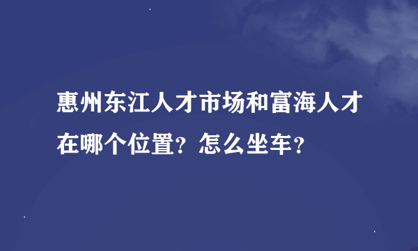 惠州东江人才市场和富海人才在哪个位置？怎么坐车？