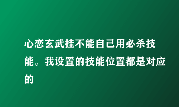 心恋玄武挂不能自己用必杀技能。我设置的技能位置都是对应的