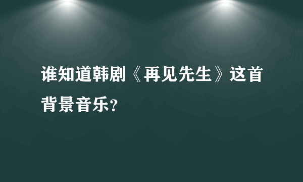 谁知道韩剧《再见先生》这首背景音乐？