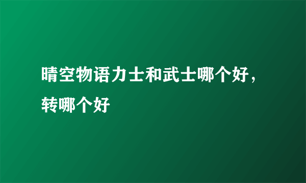 晴空物语力士和武士哪个好，转哪个好