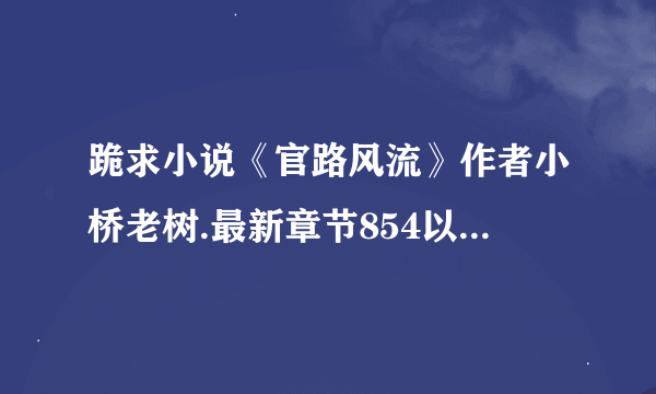 跪求小说《官路风流》作者小桥老树.最新章节854以后章节.以及小桥原型